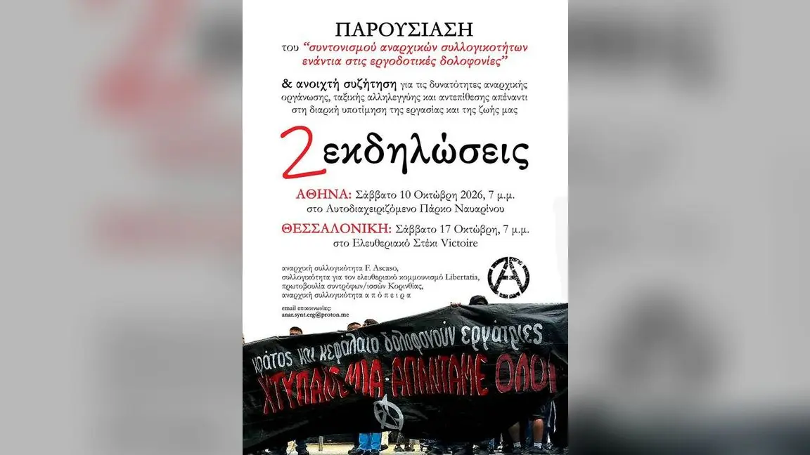 Presentation of the coordination of anarchist collectives at Victoire in Thessaloniki