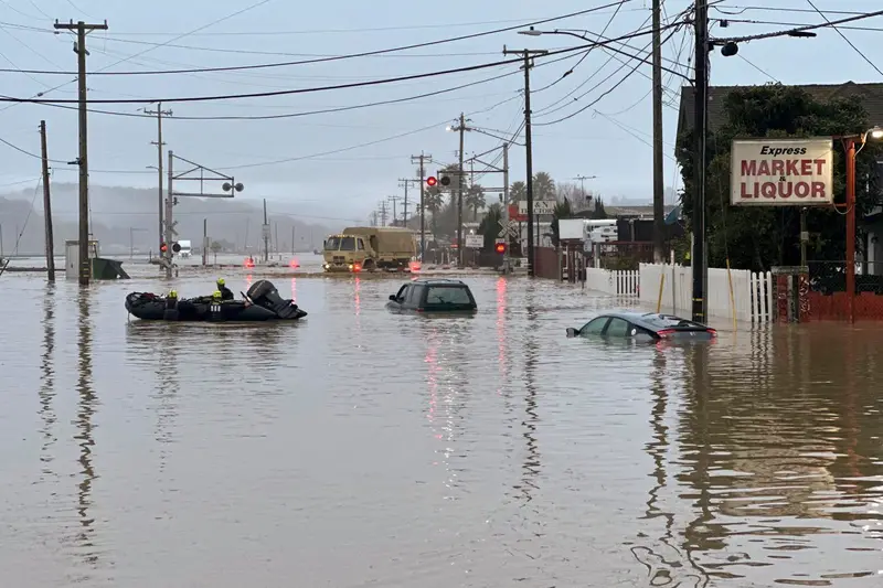 California Army National Guardsmen assist local first responders with rescue operations during flooding in Monterey County, Calif., March 11, 2023